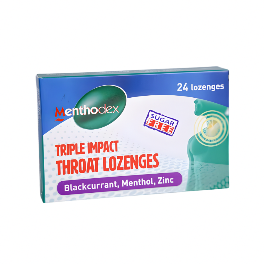 Menthodex lozenges (blackcurrant, menthol, zinc)